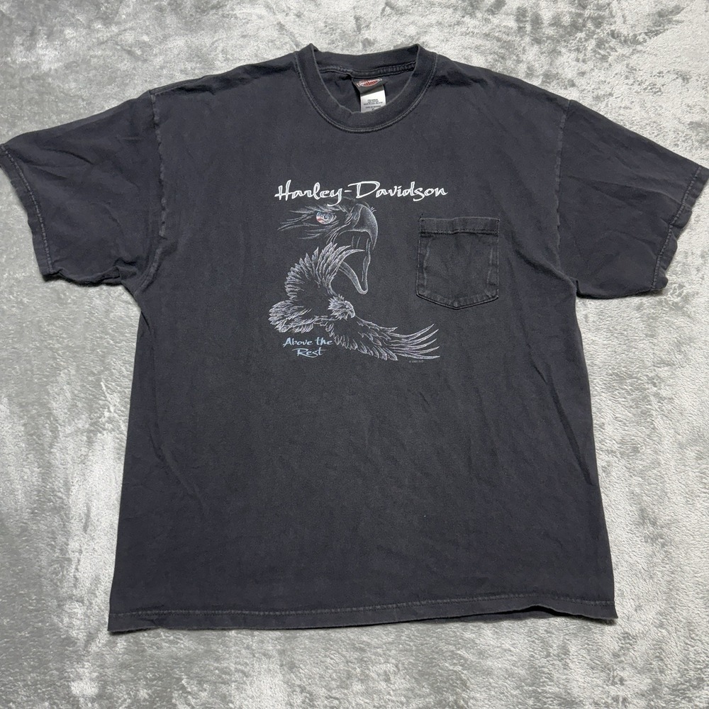 Vintage Harley Davidson Pocket T Shirt XL Grizzly Bear Beartooth Montana 2002